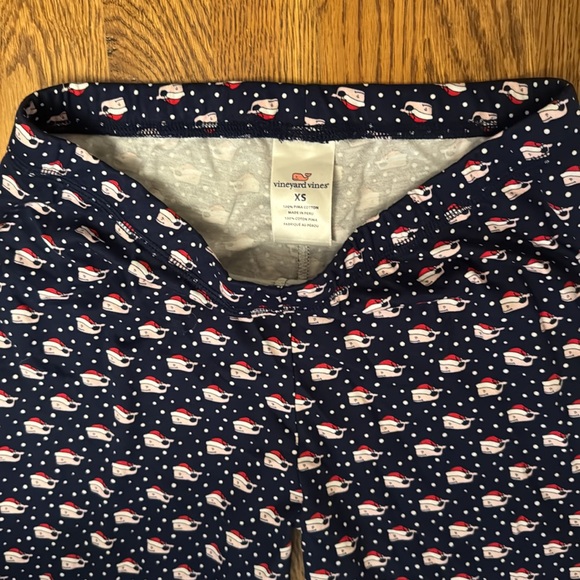 Vineyard Vines blue and white Santa hat whale print women pjs size XS - Picture 3 of 6
